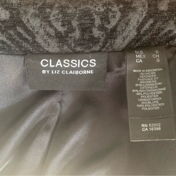 Liz Claiborne Classics Blazer Brocade Jacket Paisley Baroque Black on Black S - Picture 12 of 14
